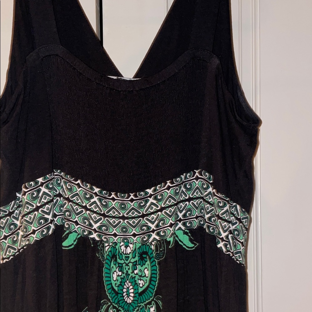 INC International Concepts Black Maxi Dress with Green Paisley Motif - Picture 7 of 10